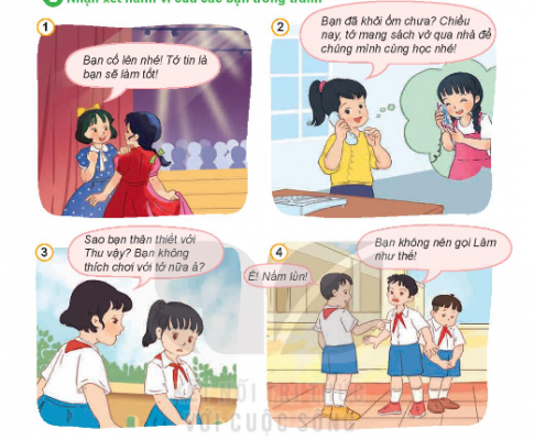 Nhận xét hành vi của các bạn trong tranh