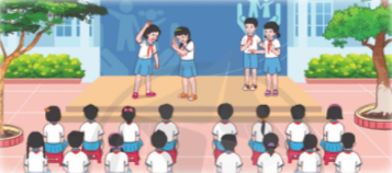 Tham gia hoạt cảnh về phòng tránh bị xâm hại thể chất Chia sẻ cảm xúc sau khi xem hoạt cảnh.