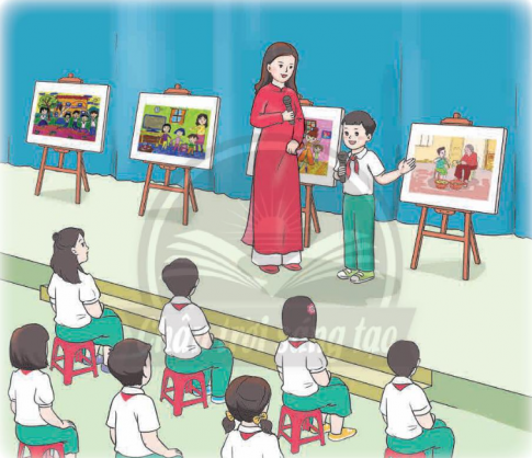 Tham gia triển lãm tranh và chia sẻ về những việc làm thể hiện tình cảm với người thân trong gia đình  CH2. Ghi lại cảm nhận của em về những bức tranh em yêu thích trong triển lãm