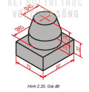 Vẽ ba hình chiếu vuông góc của vật thể trên Hình 2.25