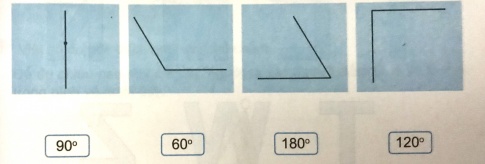 Nối mỗi góc với số đo của góc đó