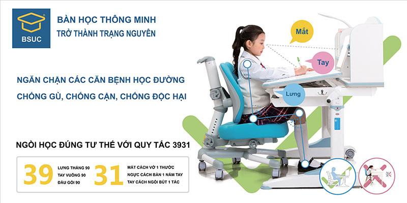 Bàn học thông minh chống gù với thiết kế công thái học phù hợp với sự phát triển của trẻ