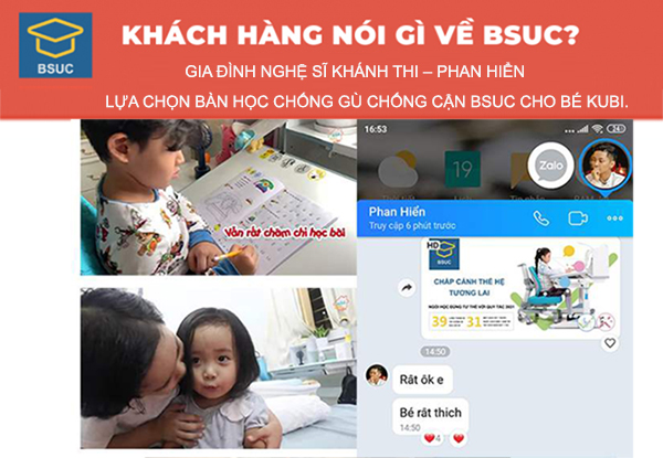 Gia đình nghệ sĩ Khánh Thi – Phan Hiển tin tưởng lựa chọn bộ bàn học BSUC dành tặng bé Kubi.